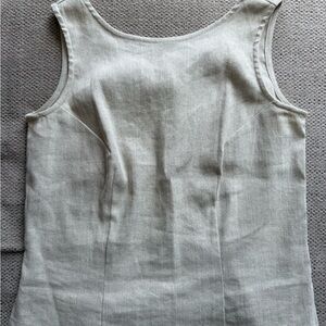 Linen Cream Fitted Sleeveless Top